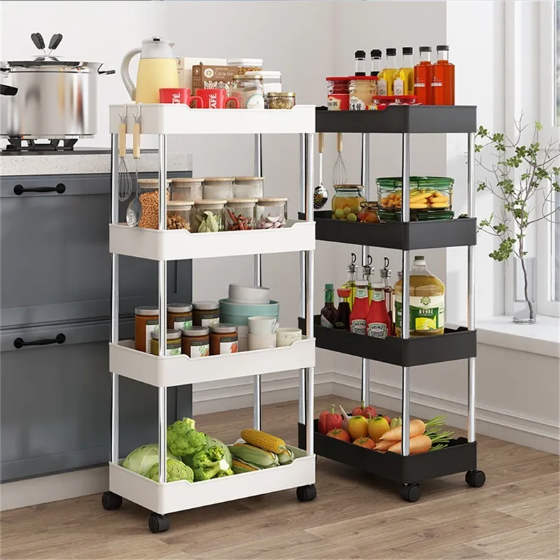 LIFE-ECO 3/4 Tier Rolling Utility Cart Storage Shelf Storage Rack