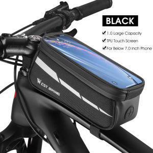 WEST BIKING Bicycle Bag Front Tube Bag Touch Screen Frame Bag Waterproof Phone Case For 7 Inch Phone Cycling Bag MTB Road Bike Front Frame Bag Mountain Bike Accessories