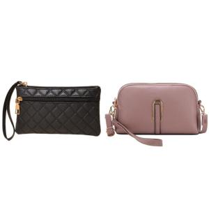 [BUY 1 TAKE 1] Women PU Leather Crossbody Bag + Quilted Wristlet Pouch 2‑in‑set Local Shipping Daily Casual Ladies Bag