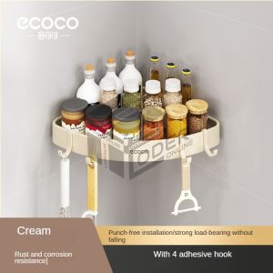 LODER ECOCO Aluminium Corner Shelf Wall Mounted Shower Shelf Bathroom Corner Rack Kitchen Storage Shelf No Drill Hooks