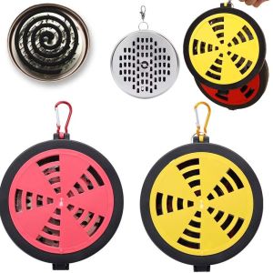 UTOPUS Hangable Hook Included Mosquito Coil Holder Windproof Structure Fireproof Anti-Scald Hanging Mosquito Repellent Tray Portable Stable Combustion Portable Incense Box Outdoor Camping Use