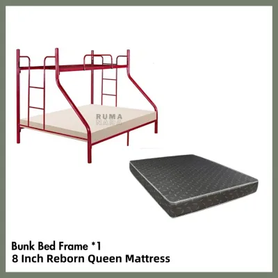 Maroon Bunk Bed / Cold Rolled Metal Bunk Bed Double Decker / Katil IbuAnak Hostel / Bunk Bed Budget / Katil Besi 2Tingkat / Katil Besi / Bed Frame