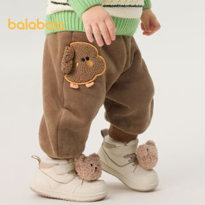 Balabala กางเกงเด็กขนแกะ Celana Motif Pisang กางเกงขายาวเด็ก2024ใหม่สำหรับฤดูหนาว