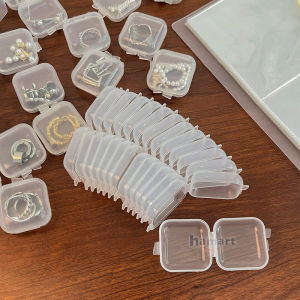 SET 2 Hộp Đựng Nhẫn Bông Tai Nhựa Trong Suốt Mini Đựng Trang Sức Vật Dụng Nhỏ
