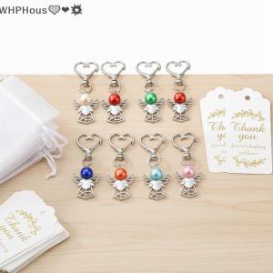 WP💓💛💖 Set of 24 Angel Keychains Favor Charms With Angel Wing Pendant Thank You Tag for Special Event Party Gift Bags
