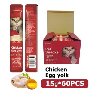 【SG Stock】60PCS/120PCS  Cat Treat 15g  FAENBEI Wet Cat Food Cat Snack Cat Stick Pouch (Chicken Egg Yolk /Tuna Mussels /Salmon Krill )Helps To Rehydrate Full Of Nutrition Delicious Good For Picky Eaters