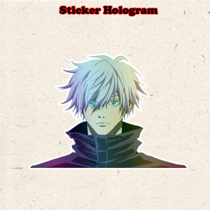 Stiker Hologram Gojo sotaru Jujutsu kaisen ukuran 8 cm