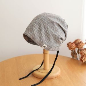 OKL9 Cotton Fabric Slouchy Beanie Foldable Plaid Pattern Plaid Skull Cap  Loose Fit Baggy Beanie Hat Casual Daily Wear