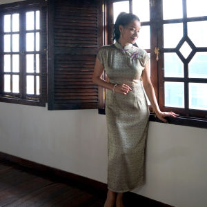 COCOONESE Short Sleeve Cheongsam - Twilight Flower