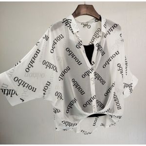 (Two Piece Set) Chiffon Shirt Womens Summer Loose Short Sleeved Top New Printed Fashionable Shirt