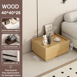 GOLD Solid Wood Bedside Table Modular Storage Unit Storage Organizer with Shelf Modern Meja Tepi Katil 床头柜