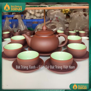 Ấm Chén Tử Sa Bát Tràng Chóp Chỉ Men Ngọc (có video hình ảnh thật) - Bộ ấm chén trà Bát Tràng cao cấp