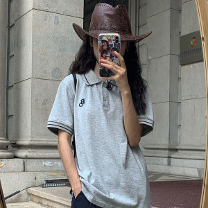 COCOEPPS Áo Thun Polo Ngắn Tay Màu Trơn Áo Thiết Kế Cổ Điển Dáng Rộng Phong Cách Instagram Hàn Quốc Cho Nữ TT