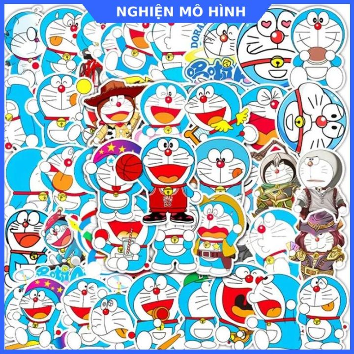 Sticker Doreamon miếng dán decal trang trí tủ vali bàn học nón bảo hiểm ...