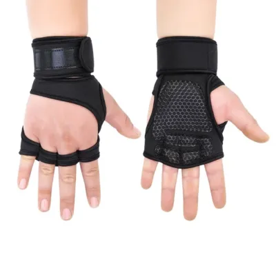 RENFOO Thick Palm Guard Gloves Workout Gloves Wrist Wraps Silicone Padded Extra Grip & No Calluses Weight Lifting Powerlifting