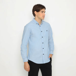 NFZ Kemeja Kasual Pria Lengan Panjang Slimfit Soft Blue 4800