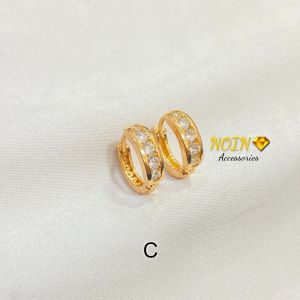 Anting Xuping Wanita Jepit Lapis Emas Zircon Aksesoris Fashion Trend