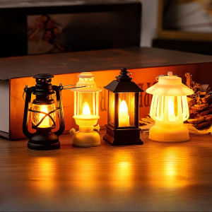 LED Night Light Vintage Small Oil Lamp Home Party Christmas Halloween Table Lamp