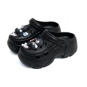 [Free Shipping] Summer Womens Non-Slip Fashionable Simple Cartoon Breathable Half-Slip Cute High-Heeled Clogs Lightweight