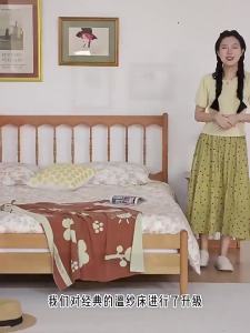 【Free Shipping】Cherrywood Wooden Bed Frame SingleSuper SingleQueenKing Size Bed frame With Mattress Wooden Bed frame