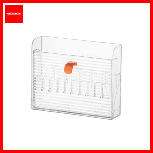 Makeup Brush Holder Organizer Front Opening 80 Degree Lid 16 Slots 6 Large 10 Small Adhesive Wall Mount Clear Brown PS Material Anti Slip Lock