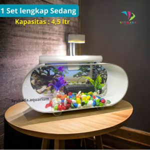 Aquarium 1 set lengkap  ukuran jumbo  34x15x15 lengkap tinggal pakai (JUMBO)