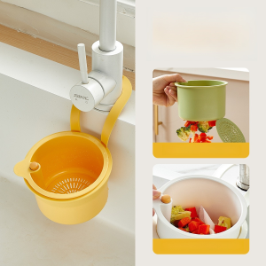Hanging Sink Drain Basket Push-Type Hanging Basket Multi-Function Filter Storage Rack Faucet