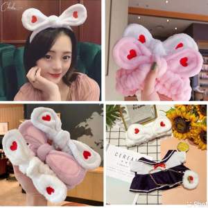 100% Original AMZ 6Pcs or 12Pcs Turban Bow ILOVE Coral Fleece Letter Hairbands - High Quality