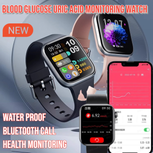 Smartwatch with Bluetooth Call Blood Glucose Monitoring Waterproof Fitness Bracelet Heart Rate Tracking