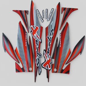 Striping Stiker List Motor Honda Supra X 100 2002 2003 Hitam Lis Merah List Body Standar