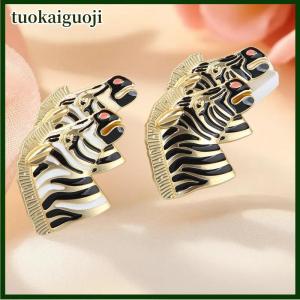tuokaiguoji Vintage Enamel Animal Zebra Head Brooch For Women Clothing Coat Accessories Gifts
