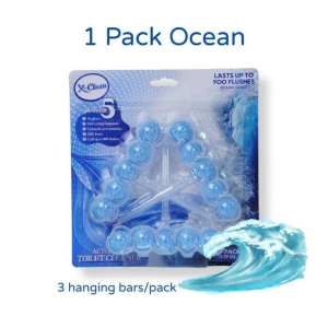 X-Clean Power Hanger – Toilet Bowl Cleaner & Deodorizer Lasts Up to 900 Flushes Ocean/Lavender/Lem