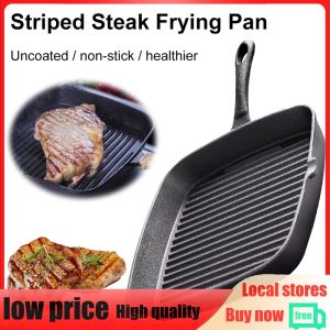 【New Arrival】 Cast Iron Non-coated Frying Pan Durable Black Finish for Steak Fish and Versatile Cooking
