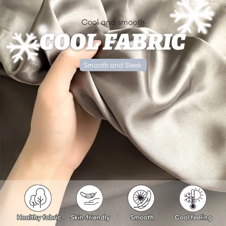 Dansunreve%204in1%20Ice%20Silk%20Bedsheet%20Set%20Cool%20Fittedsheet%20+%20Pillowcase%20+%20Bolster%20Case%20Plain%20Single%20Queen%20King%20Bed%20Sheet%20Sets%20-%20Image%206