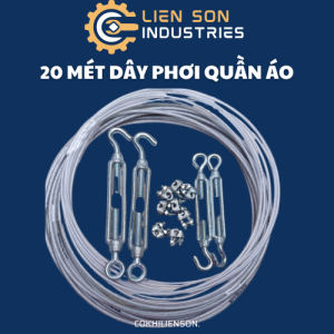 20m Dây Cáp Bọc Nhựa 4mm kèm 4 khóa cáp và 2 tăng đơ làm dây phơi đồ giàn lưới trồng cây nhanh gọn tiết kiệm có thêm phân loại dài 5 mét 10 mét 15 mét cho khách hàng dễ lựa chọn