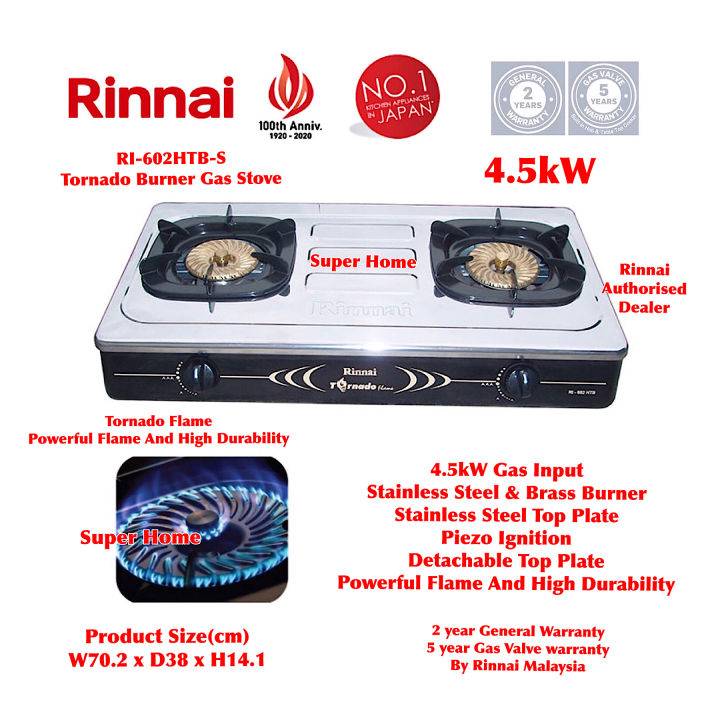 Rinnai Gas Cooker RI602HTBS Tornado Burner Table Top Gas Stove Lazada
