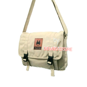 NEW!!! Tas Kanvas Tas Selempang Bahan Kanvas Krem Sling bag Tas Messenger Tas Hangout Tas Pria Selempang Tas Sekolah Tas Kuliah