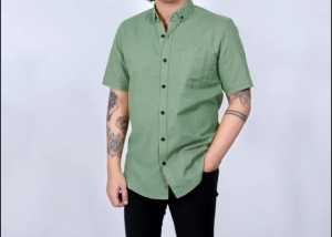 Kemeja Denim pria dewasa Kemeja Pria Lengan pendek Kemeja polos pendek pria Distro Dewasa Laki Laki keren Murah Kasual formal HIts Kekinian