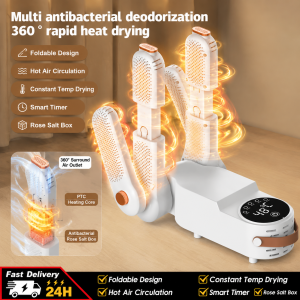 Fast Shoes Dryer Portable Electric Shoe Heater Shoe Dryer Dehumdifier with Sterilization & Smart Timer Hot Air Dehumidifier Deodorizer for Boots Socks Gloves