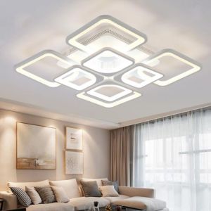 Đèn ốp trần mâm Led 8 cánh hình chữ nhật có điều khiển từ xa thay đổi màu ánh sáng 3 chế độ