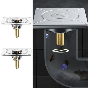 LMS70 2Pcs ป้องกันกลิ่นไม่พึงประสงค์ ท่อระบายน้ำฝักบัวแบบเหยียบ เหล็กไร้สนิม ป้องกันการอุดตัน ปลั๊กระบายน้ำ ตัวกรองท่อระบายน้ำ การกำจัดน้ำที่มีประสิทธิภาพ ท่อระบายน้ำแบบกดเด้ง ยึดพื้นท่อระบายน้ำ