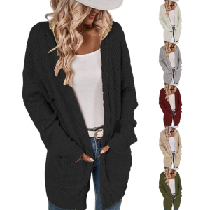 Womens Knitted Cardigan Sweater with Front Slits