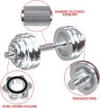 Dumbbell Set 20kg Plate Barbell Combo Convertible Adjustable Set Gym Chrome Plate Connector Strength Fitness Exercise Alat Angkat Berat Bina Otot Latih Kuat. 