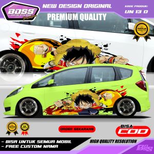 UN 13 - STIKER DECAL MOBIL ONE PIECE BRIO JAZZ SEDAN YARIS INNOVA CALYA AVANZA GRATIS CUSTOM NAMA