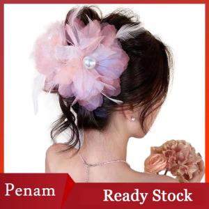 [PAM] French Feather Flower Clip Women Sweet Shark Clip Hair Accessories