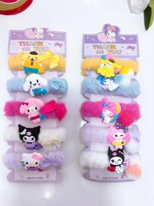 Ikat rambut elastis bulu karakter isi 5 pcs