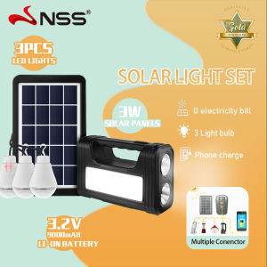 NSS 8017 Solar Lighting System Kit Emergency Light solar lights outdoor Waterproof solar panel Lighting System Kit Emergency Light Solar Rechargeable Waterproof 3 Solar light bulbs