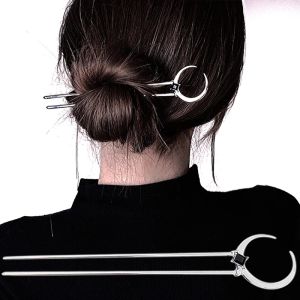 New Vintage Crescent Moon Hair Sticks for Women Simple Chinese U-Shape Hairpins Disk Hairsticks Headdress Fashion Hair Accessories
