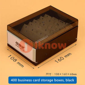 I know Card File Holder Organizer Plastic (Index Cards) (Brown Color with Clear Crystal Plastic Lid Cover)