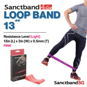 Sanctband Active Resistance Loop Band 13" Light Resistance Bands Pink Exercise Bands Level Resistive Bands M size Loop Bands